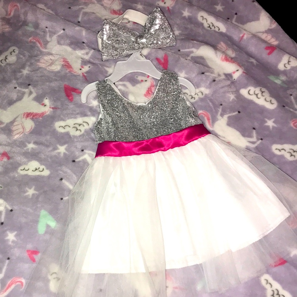 Handmade 18month dress &bow- BEAUTIFUL!!